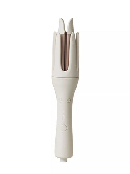 Dusty pink automatic rotating hair curling iron by Trendsi with North American plug, showcasing its sleek design and rotating barrel.