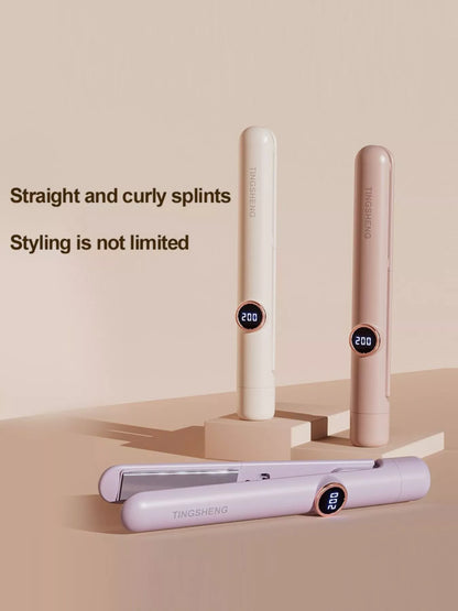 Dusty pink Trendsi fast heating hair straightener with North American plug, sleek design for quick, smooth styling.