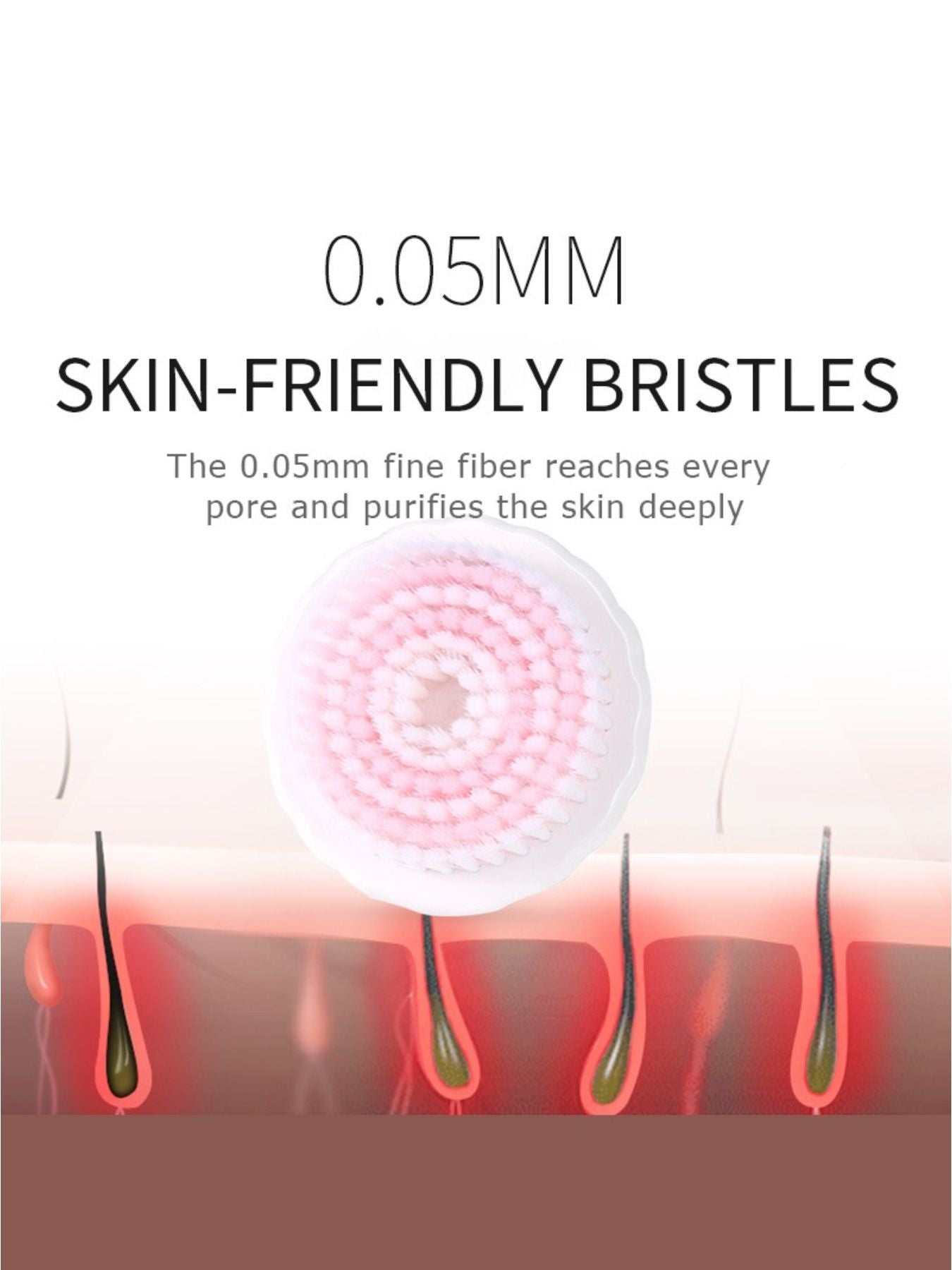 Dusty pink electric rotating facial cleansing brush by Trendsi, with soft bristles for deep skin cleansing and gentle exfoliation.