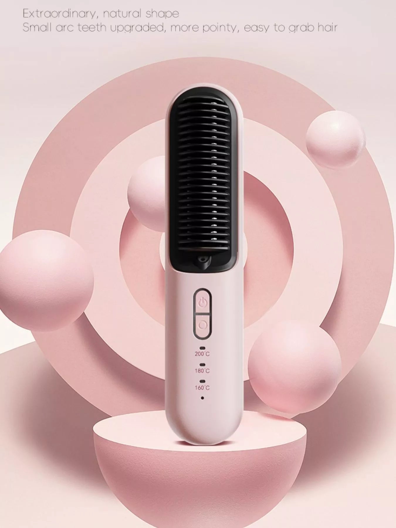 Dusty pink Trendsi fast heating hair straightening comb with wide teeth for smooth, straight hair styling.
