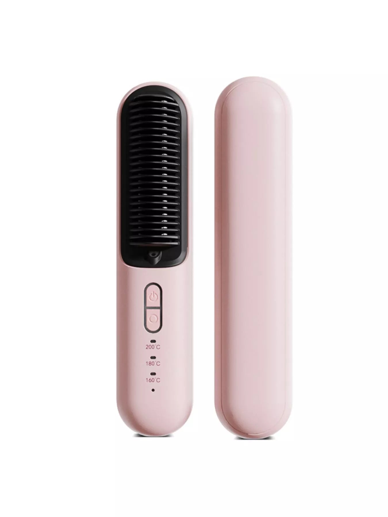 Dusty pink Trendsi fast heating hair straightening comb with wide teeth and ergonomic handle for smooth, sleek hair styling.