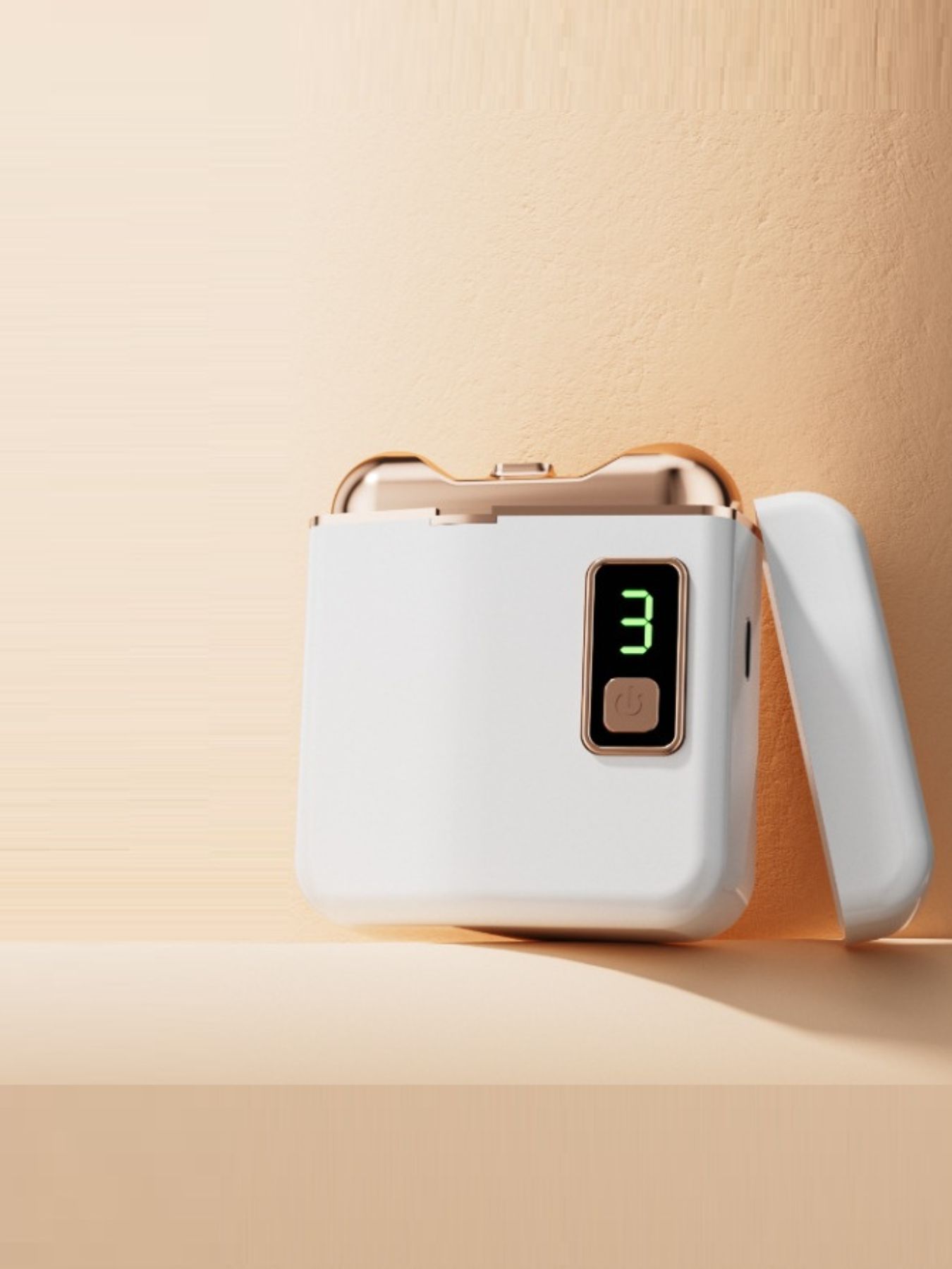 Dusty pink portable electric nail buffer from Trendsi, compact design with multiple buffers for smooth, shiny nails.
