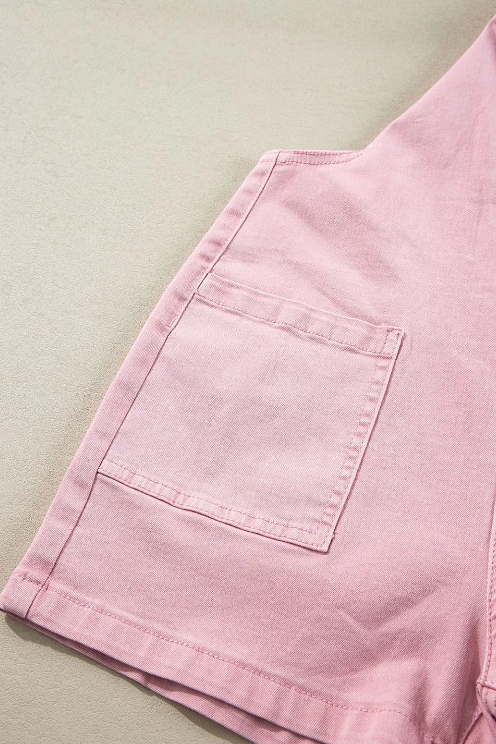 Dusty pink denim overalls with knot straps and front pockets, trendy Trendsi women's casual jumpsuit.