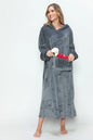 Dusty pink Trendsi Double Take full-size pocketed hooded midi lounge dress displayed flat, showcasing its relaxed fit and hoodie detail.