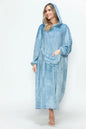 Dusty pink Trendsi Double Take full-size pocketed hooded midi lounge dress, casual and comfortable with a relaxed fit.