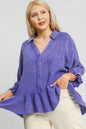Electric purple plus size mineral washed cotton gauze top by Umgee featuring a relaxed fit and casual style.
