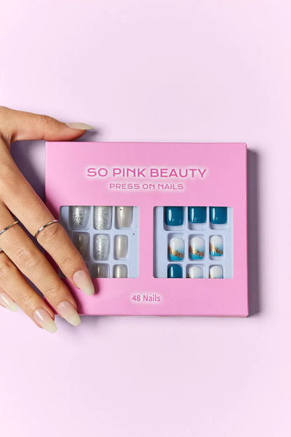 Trendsi SO PINK BEAUTY press-on nails in two packs, elegant one-size short pink nail set with glossy finish.