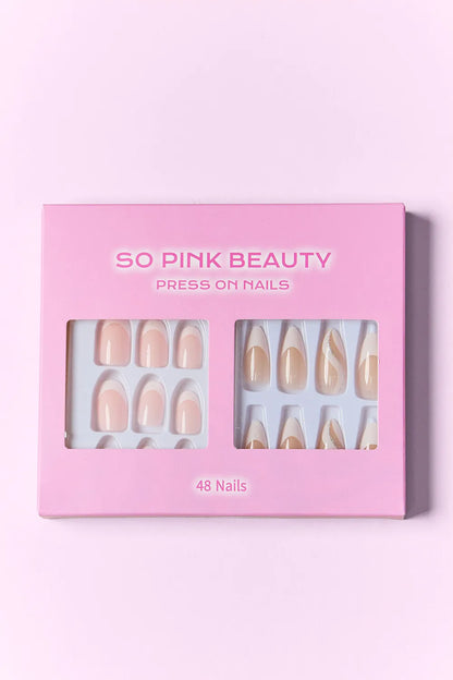 Trendsi SO Pink Beauty press-on nails in two packs, elegant one-size false nails with a pink finish for a stylish look.