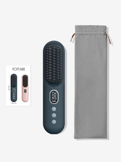 French blue Trendsi fast heating straightening comb, close-up view showing sleek design and teeth for styling hair.