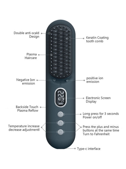 French blue Trendsi fast heating straightening comb with ergonomic design for quick hair styling and smooth results.