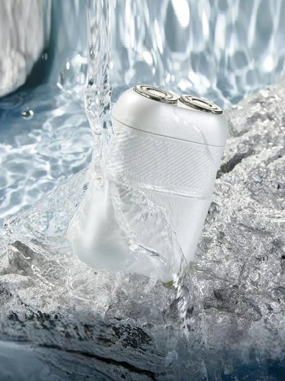 Portable Trendsi mini shaver in French blue, compact design for quick, on-the-go grooming.