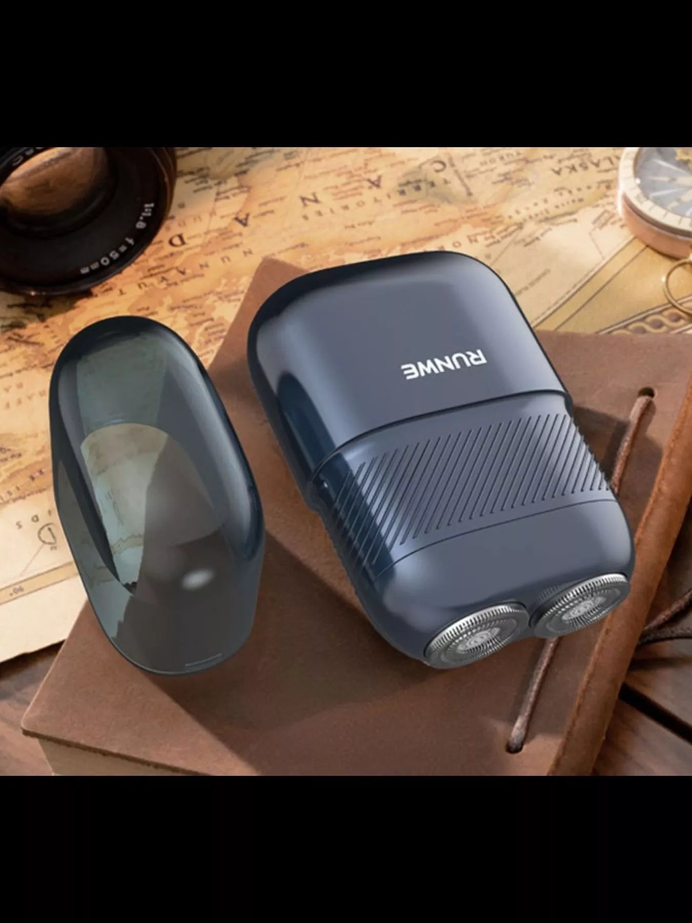 Trendsi portable mini shaver in French blue color, compact and lightweight for convenient personal grooming.