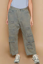 French blue POL distressed raw hem wide-leg pants from Trendsi, featuring a relaxed fit and trendy distressed detailing.
