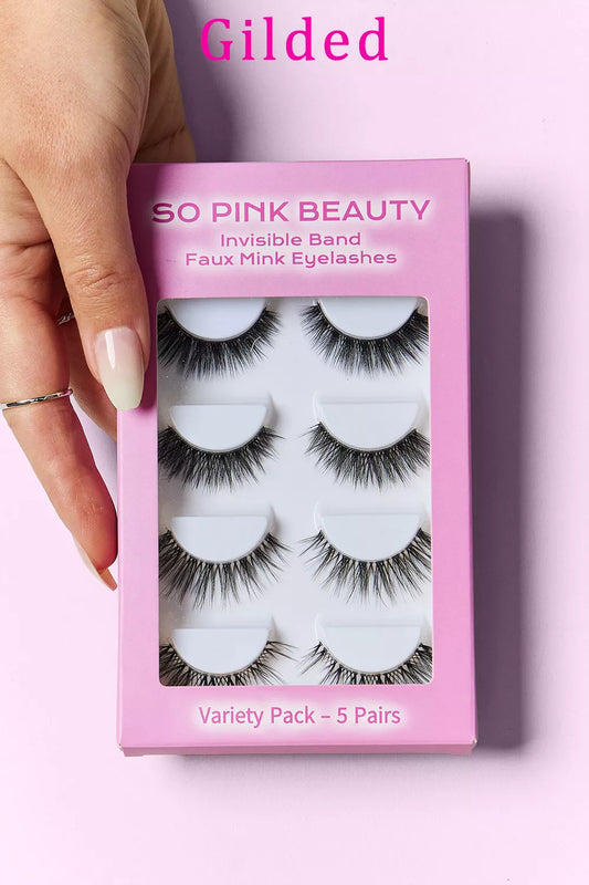 Trendsi SO PINK BEAUTY Faux Mink Eyelashes Variety Pack with 5 pairs, featuring natural, full lash designs for a glamorous look.