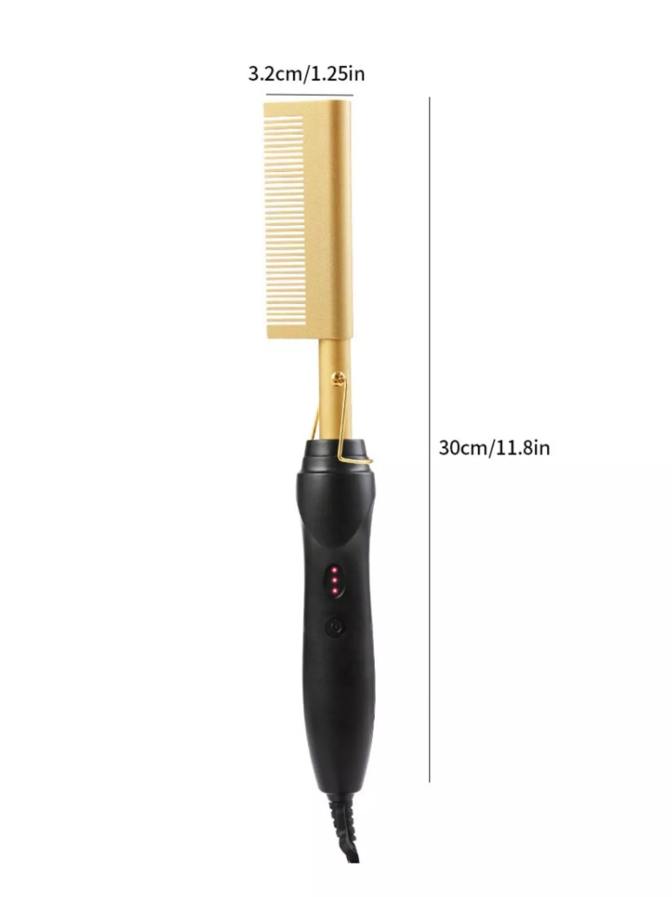 Trendsi 2-in-1 curling and straightening hair brush with gold finish, European plug, designed for versatile hair styling.