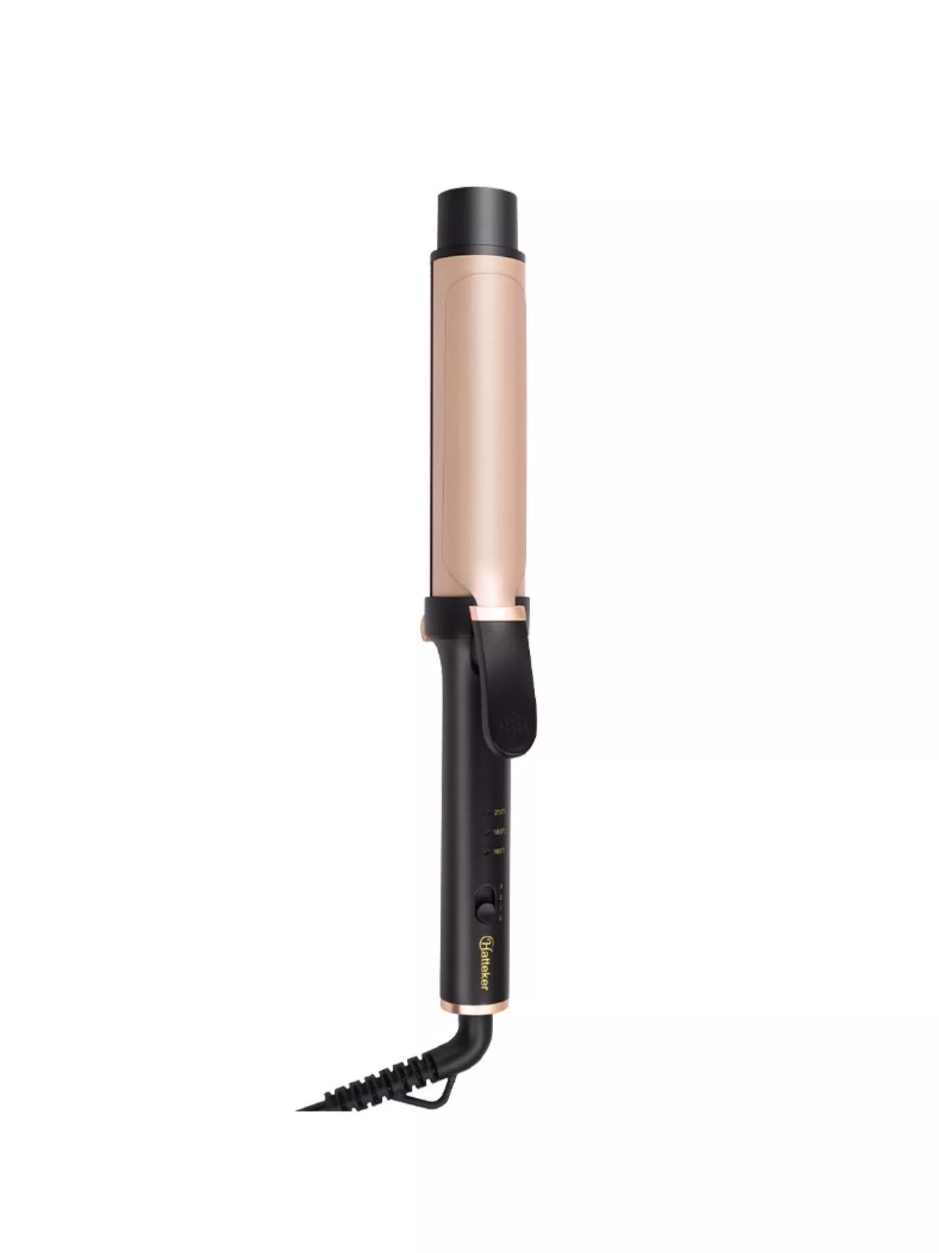 Gold adjustable temperature curling iron with European plug, featuring a sleek design for versatile hair styling from Trendsi.