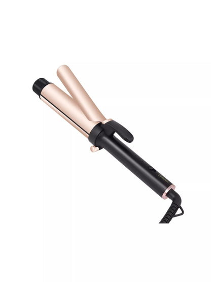 Gold adjustable temperature curling iron with European plug by Trendsi, showing a sleek design and ergonomic handle.