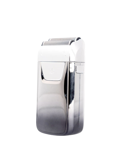 Gold electric shaver with LED display from Trendsi, showing close-up of the sleek shaver head and illuminated LED screen.