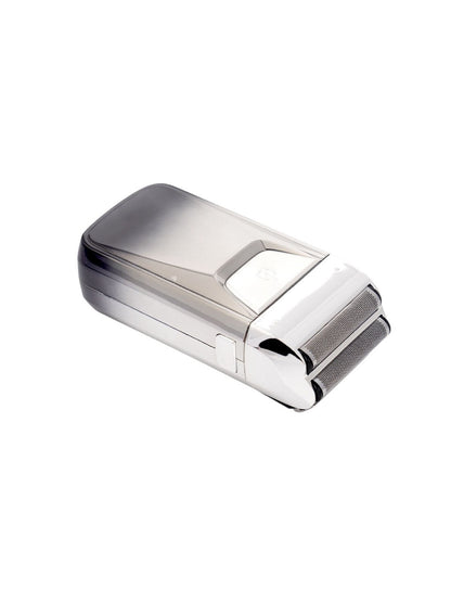 Trendsi gold electric shaver with LED display showing battery life and settings, compact design for smooth shaving.