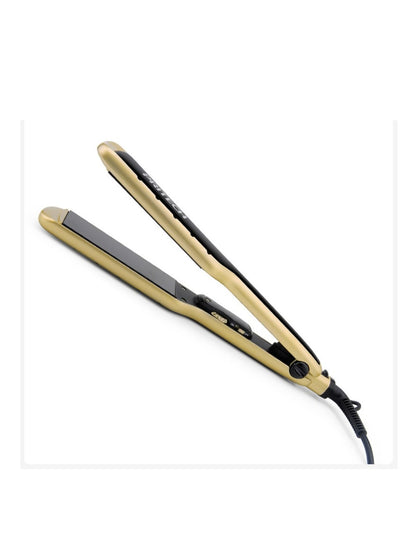 Gold Trendsi fast heating hair straightener with ceramic plates and ergonomic handle for smooth, sleek styling.