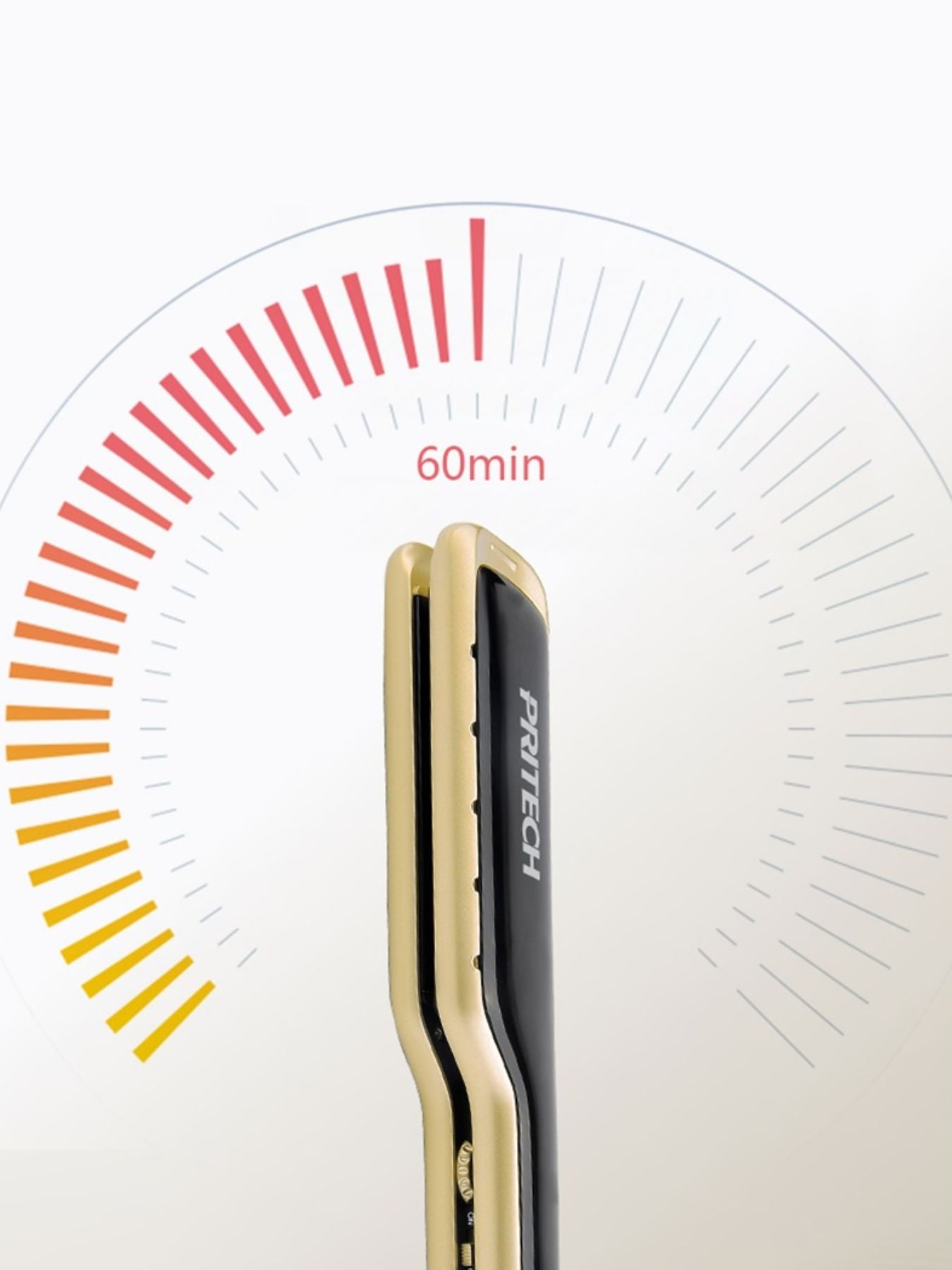 Gold Trendsi fast heating hair straightener with sleek design and ceramic plates for smooth, shiny hair styling.