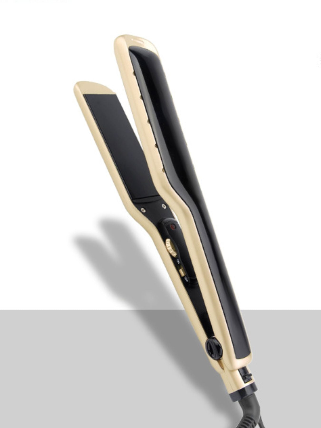 Gold Trendsi fast heating hair straightener with sleek design and ceramic plates for smooth, shiny hair styling.