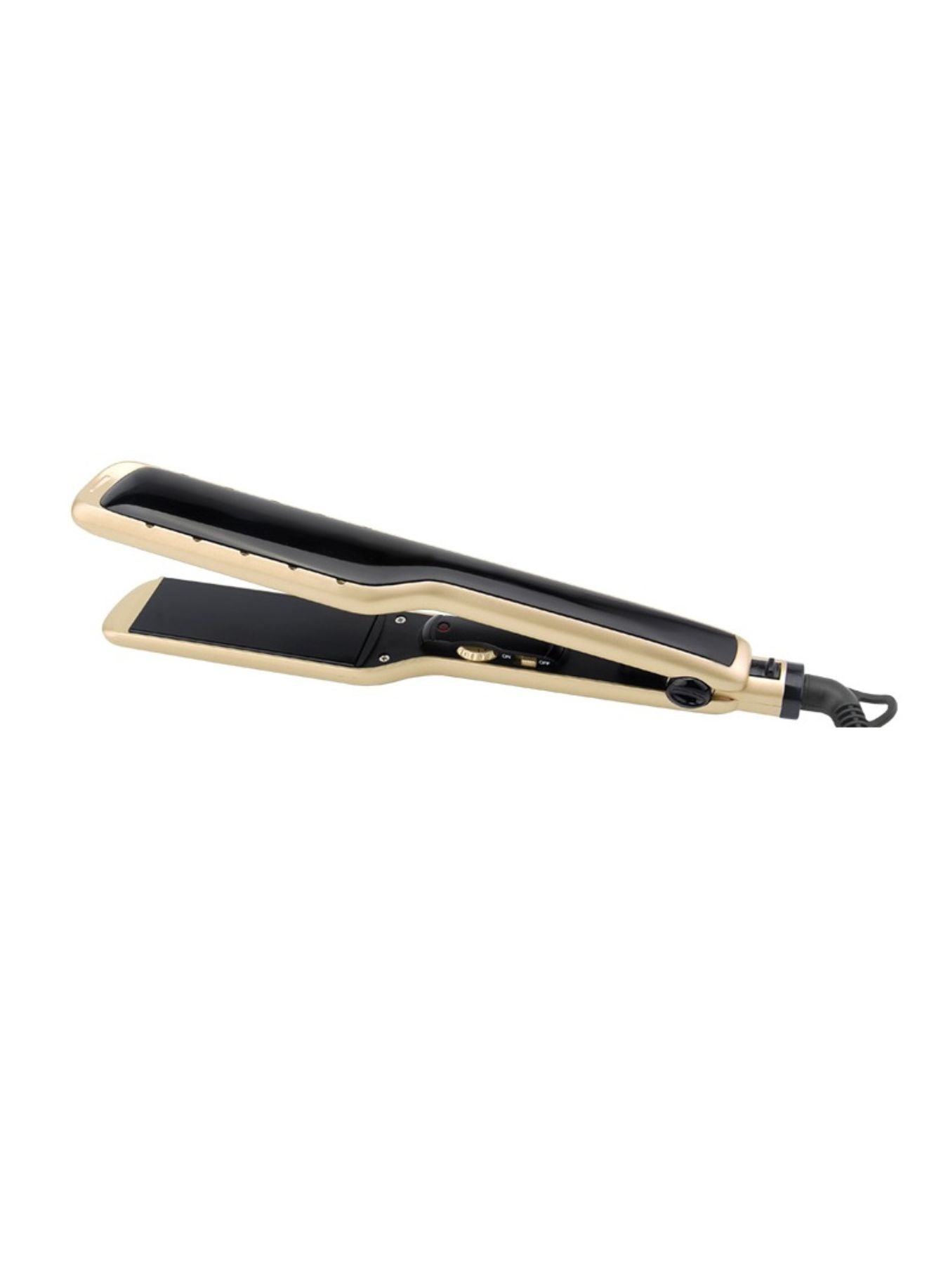 Gold Trendsi fast heating hair straightener with sleek design and ceramic plates for smooth, shiny hair styling.
