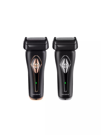 Gold portable electric shaver from Trendsi with compact design and ergonomic handle for easy grooming.