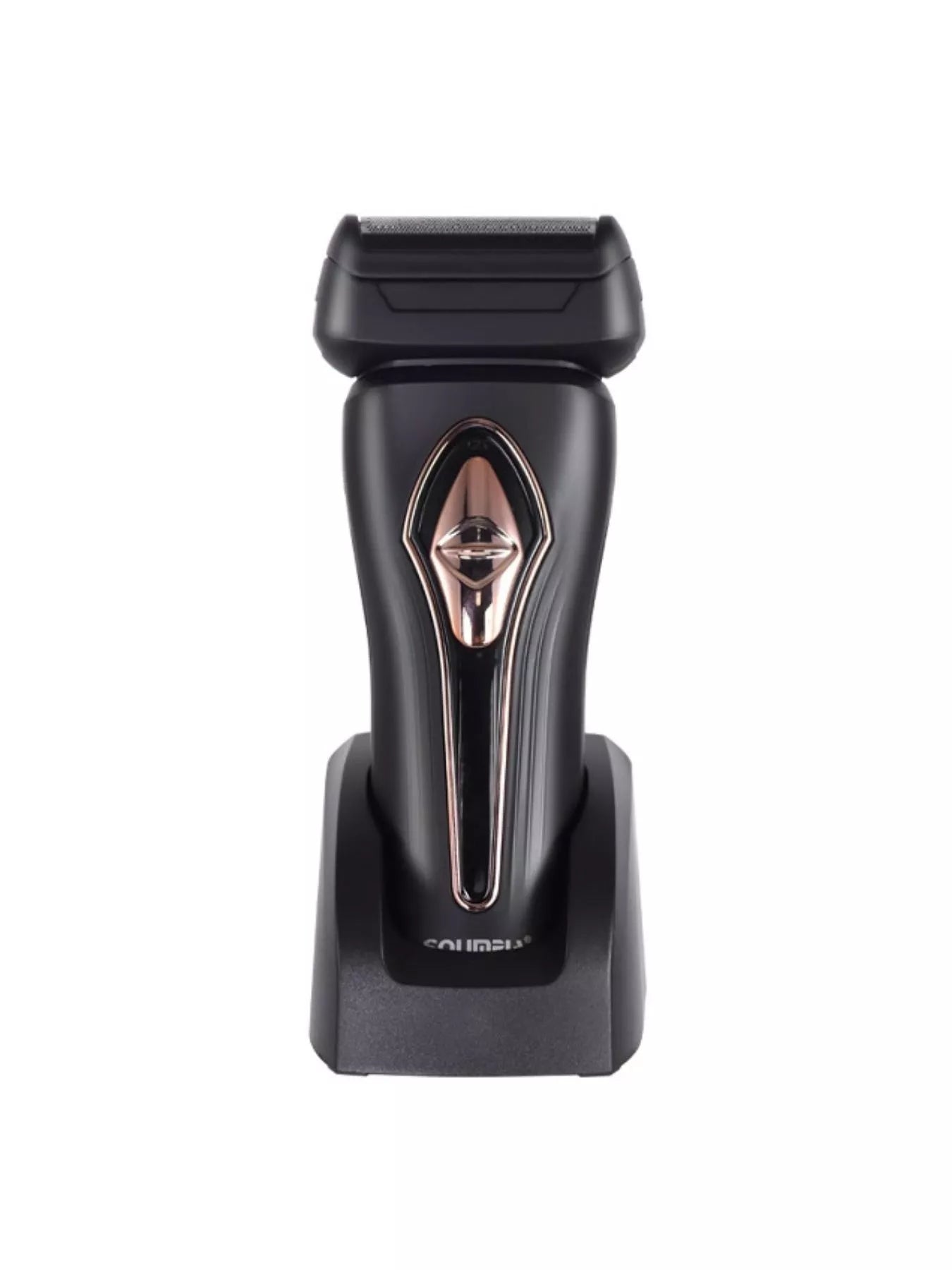Gold portable electric shaver from Trendsi with a compact design, ideal for easy grooming on the go.
