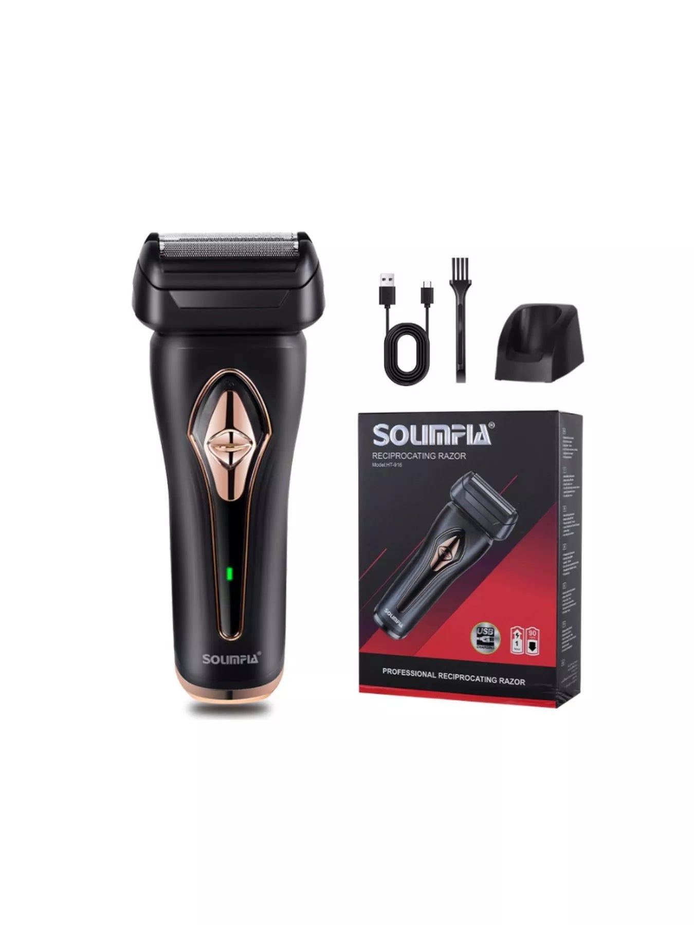 Gold portable electric shaver by Trendsi, compact design with a sleek finish for easy grooming on the go.