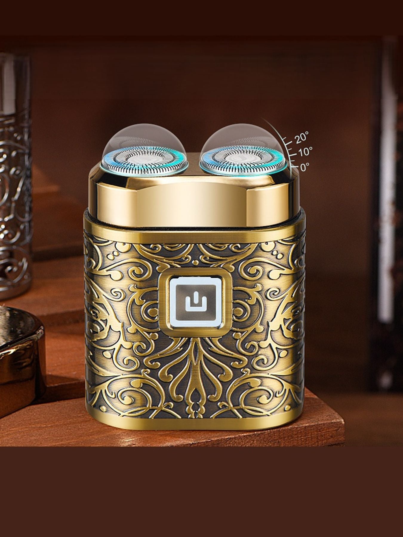Gold portable electric shaver from Trendsi with a compact design, suitable for on-the-go grooming.