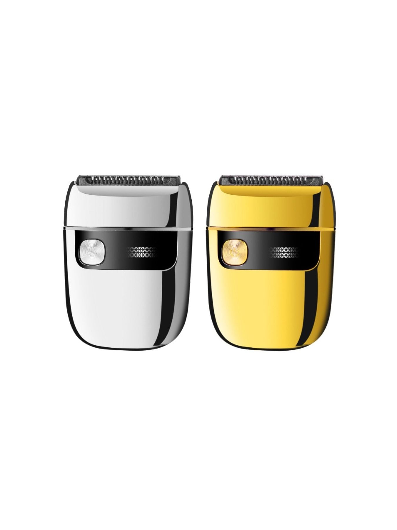 Gold portable mini electric shaver by Trendsi, compact handheld grooming tool with a sleek design and electric blade.