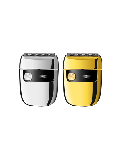 Gold portable mini electric shaver by Trendsi, compact handheld grooming tool with a sleek design and electric blade.
