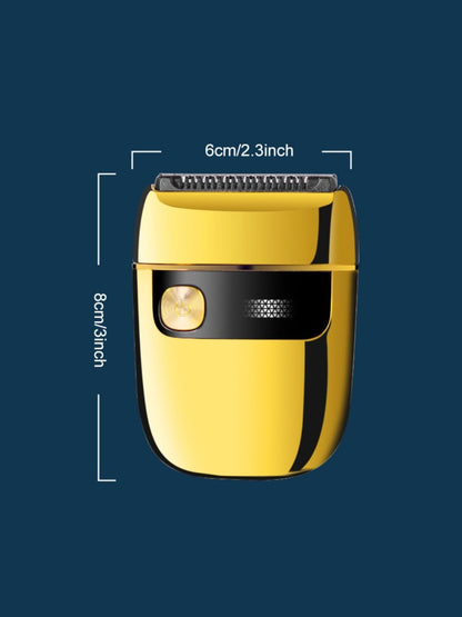 Gold portable mini electric shaver by Trendsi, compact design with a sleek finish, ideal for on-the-go grooming.
