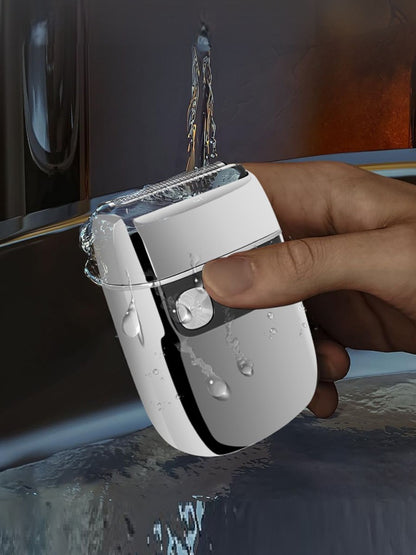 Gold portable mini electric shaver by Trendsi, compact design ideal for on-the-go grooming.