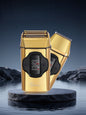 Gold Trendsi rechargeable electric shaver with ergonomic handle and adjustable head for a close, comfortable shave.