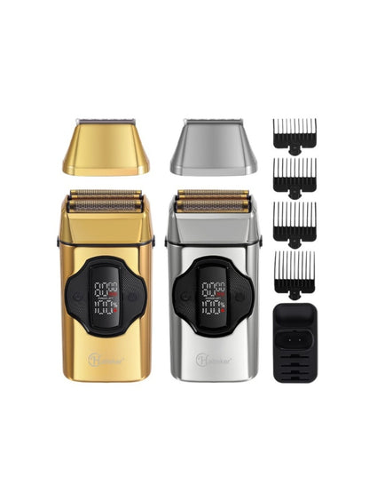 Gold Trendsi rechargeable electric shaver with sleek design and adjustable head for close, comfortable grooming.