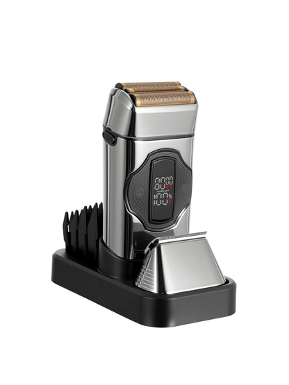 Gold rechargeable electric shaver by Trendsi with a sleek design and ergonomic handle for smooth shaving.