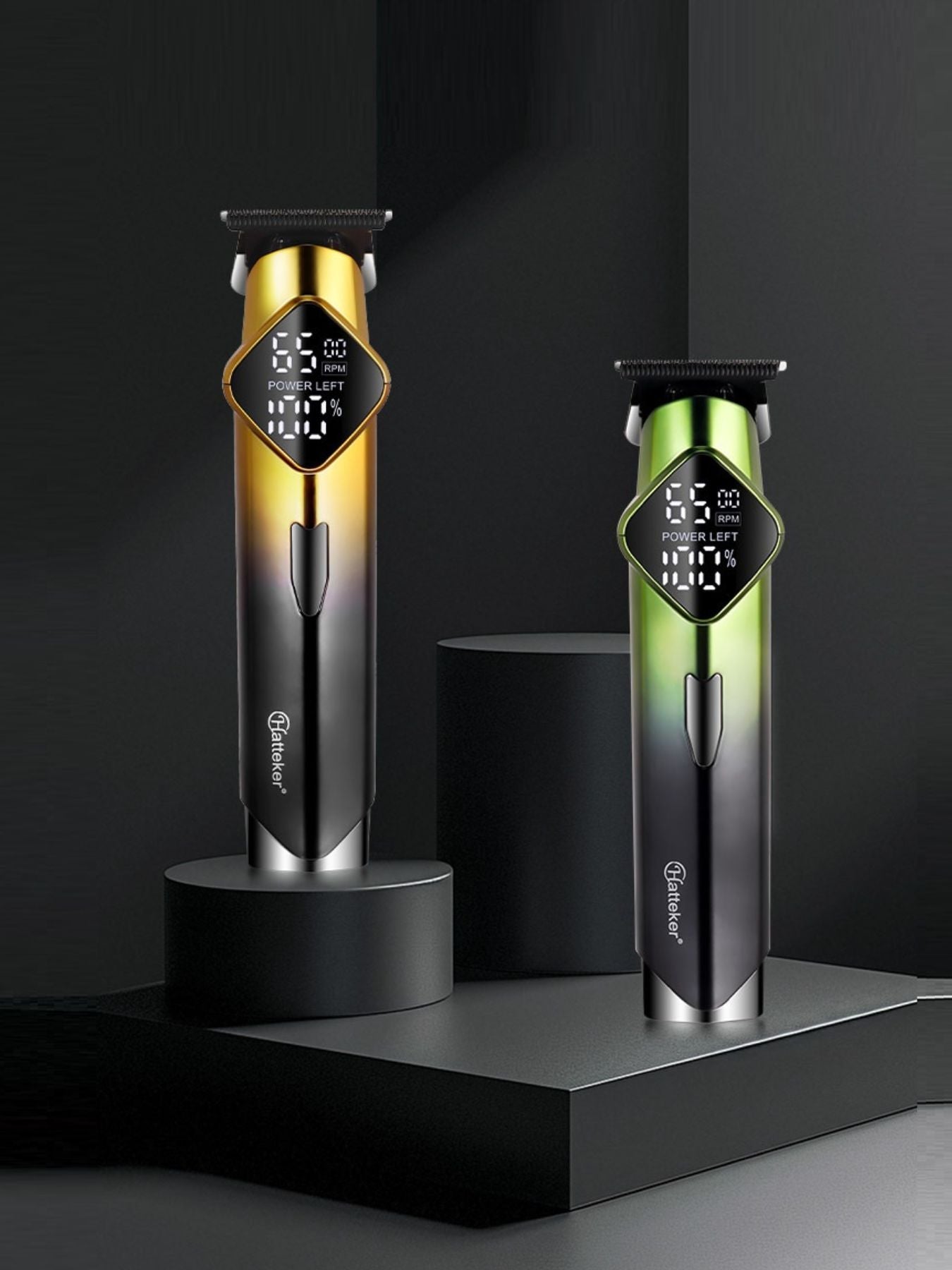 Gold cordless hair clipper with LED display by Trendsi, featuring adjustable blades and ergonomic design for easy grooming.