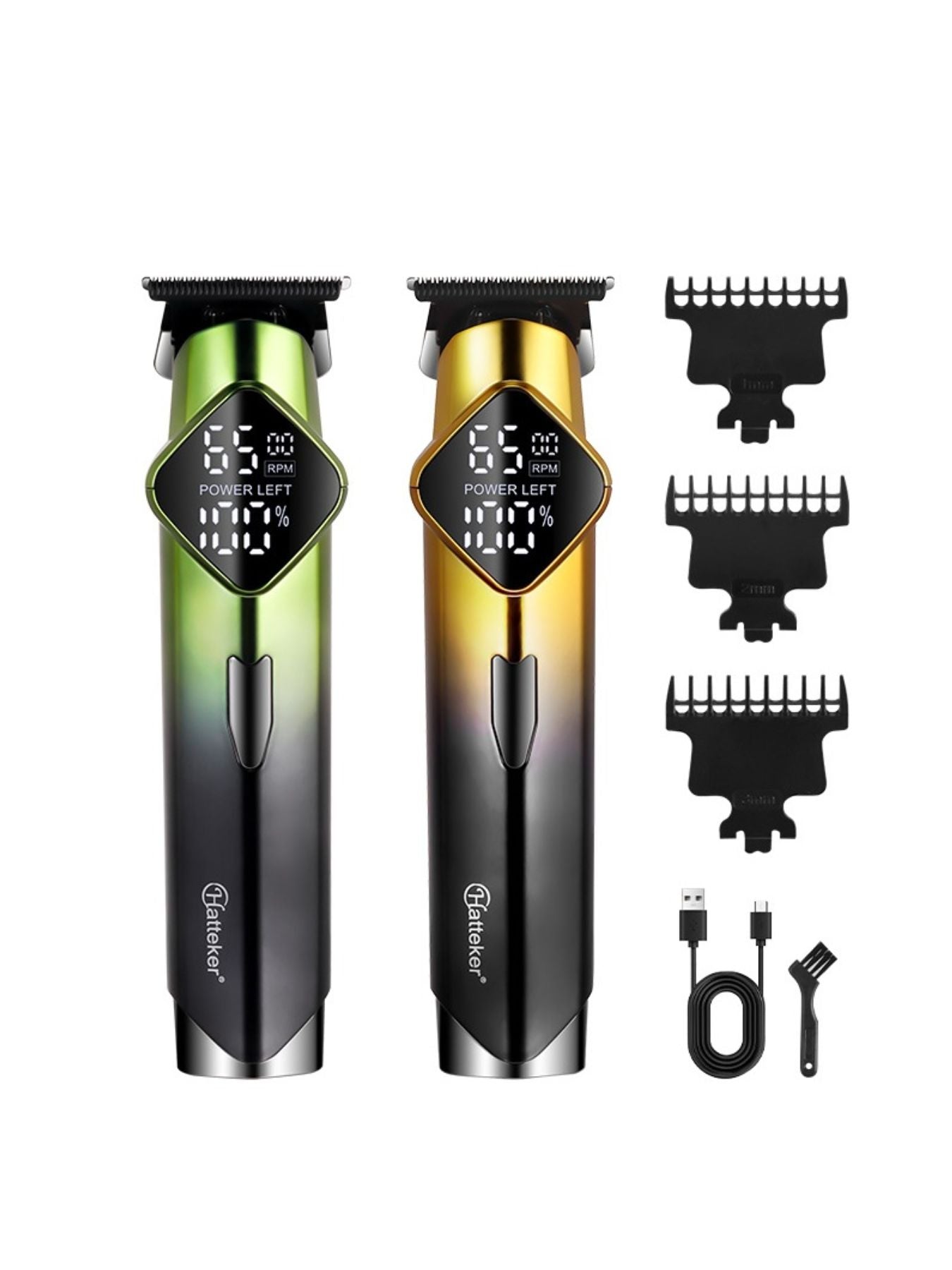 Gold cordless hair clipper with LED display from Trendsi, featuring adjustable blades and ergonomic design.