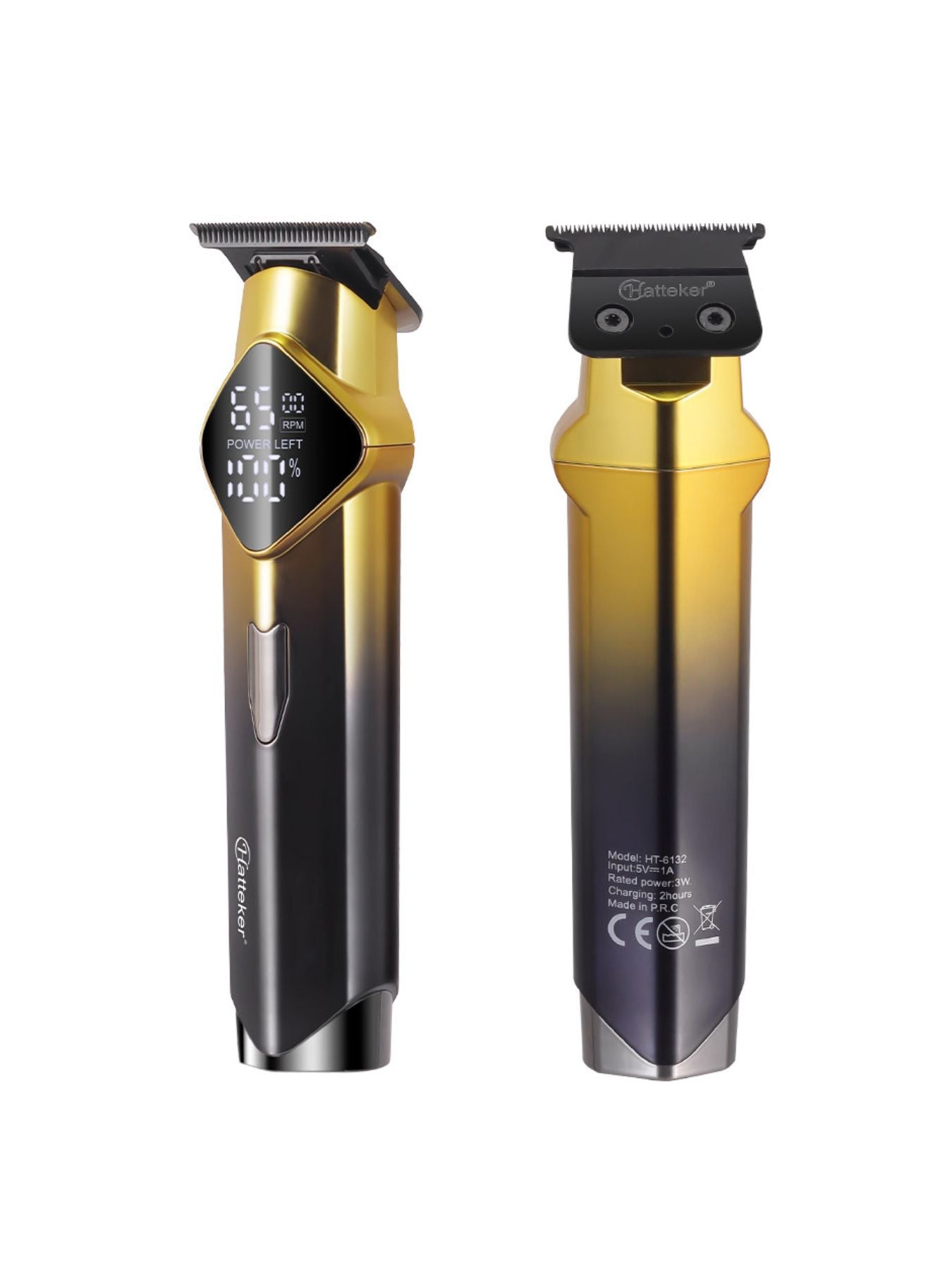 Gold cordless hair clipper with LED display from Trendsi, featuring ergonomic design and adjustable blade length.