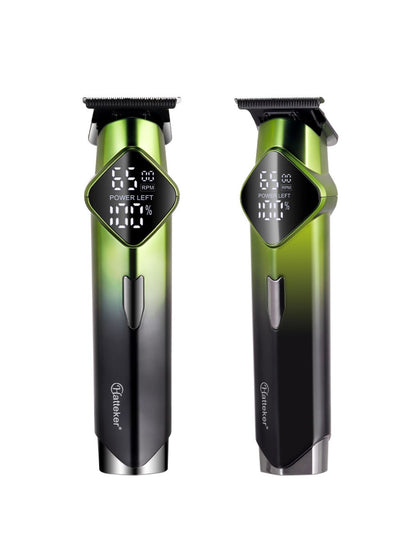 Gold cordless hair clipper with LED display by Trendsi, showing adjustable blades and ergonomic design for precise grooming.
