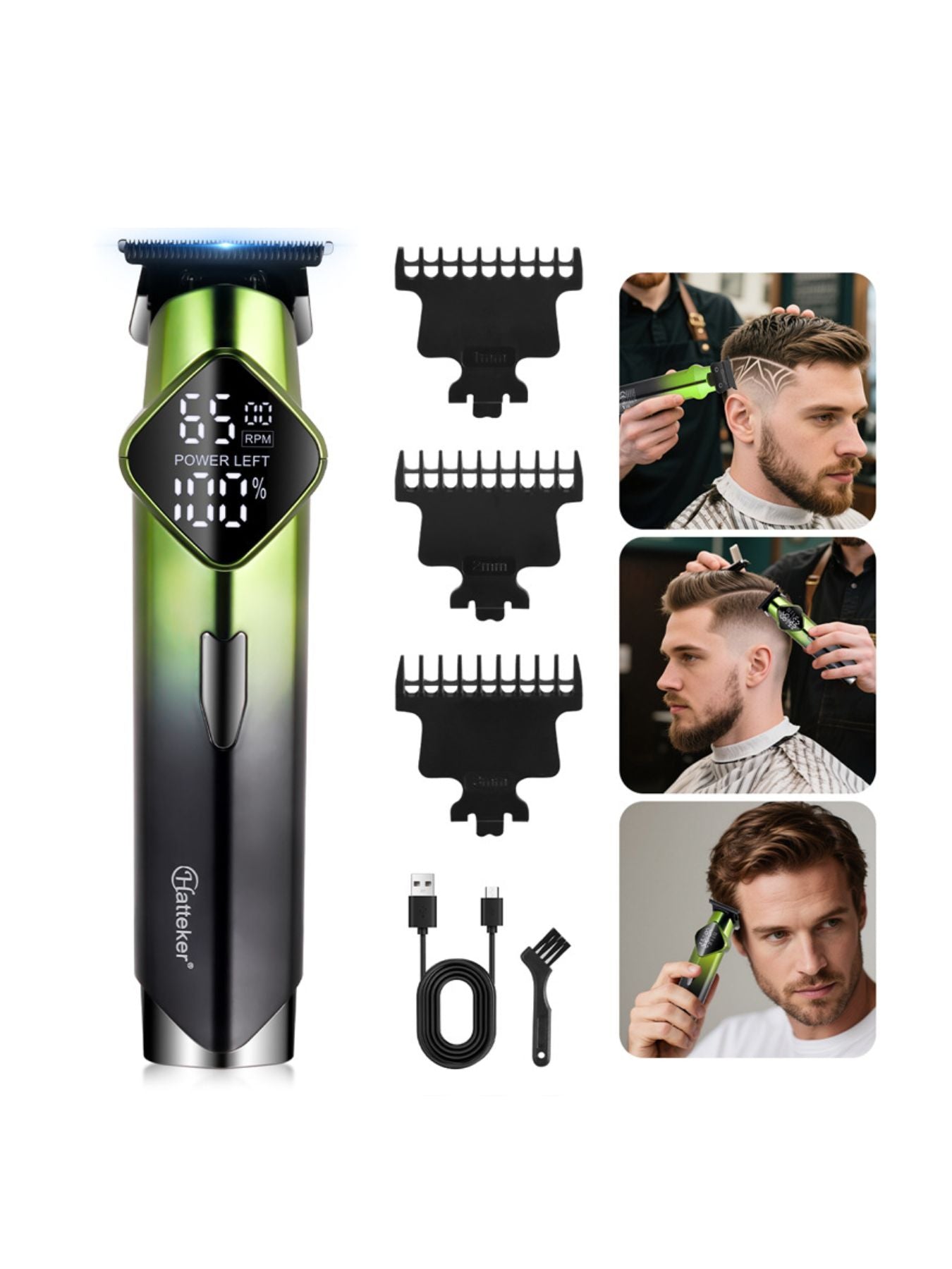 Gold cordless hair clipper with LED display from Trendsi, featuring adjustable blades and ergonomic design.