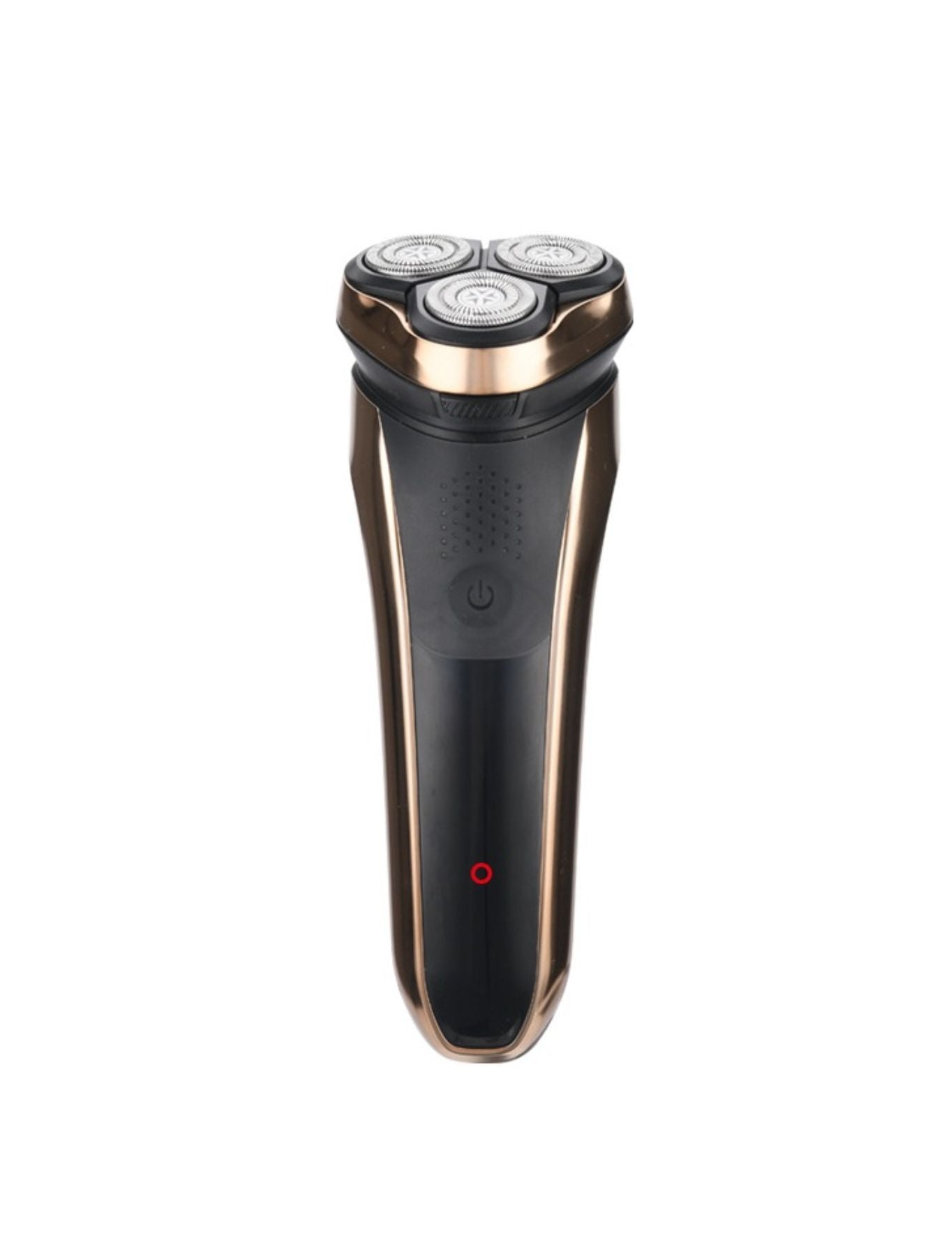 Gold Trendsi cordless rotary shaver with multiple rotary blades and ergonomic handle for smooth, close shaving.