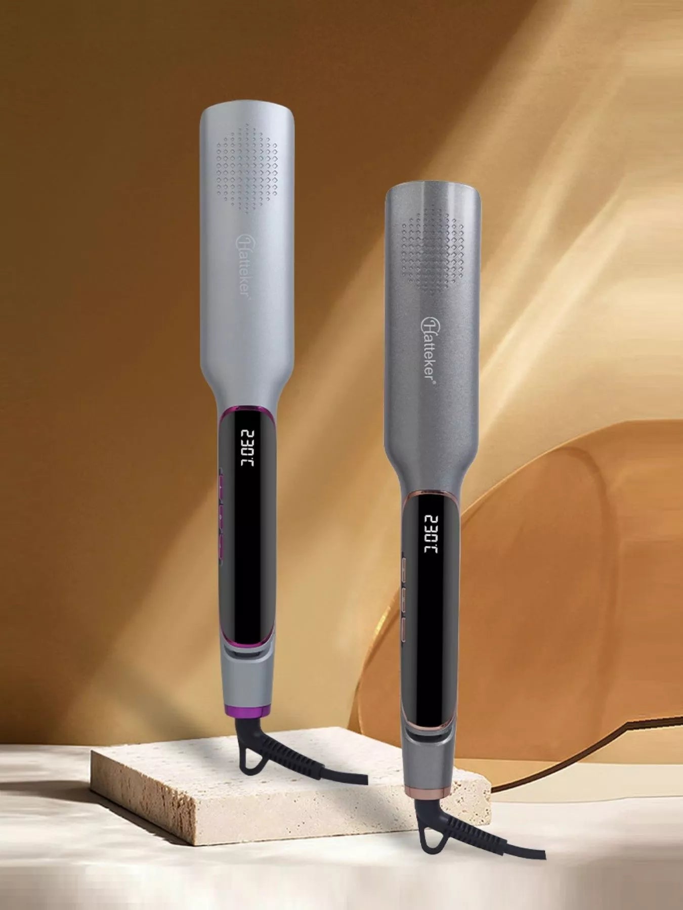 Gold Trendsi curling and straightening hair iron with adjustable temperature control for versatile styling.