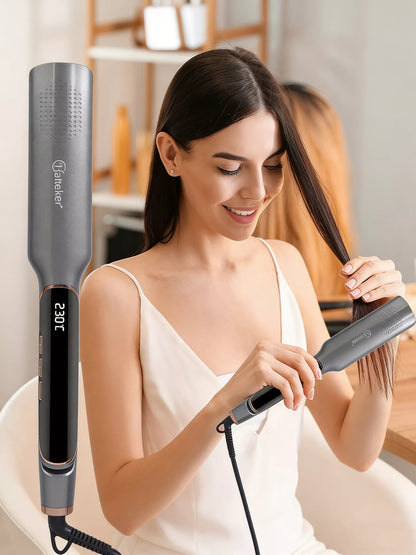 Gold Trendsi curling and straightening hair iron with adjustable temperature control, featuring a sleek design and ceramic plates.