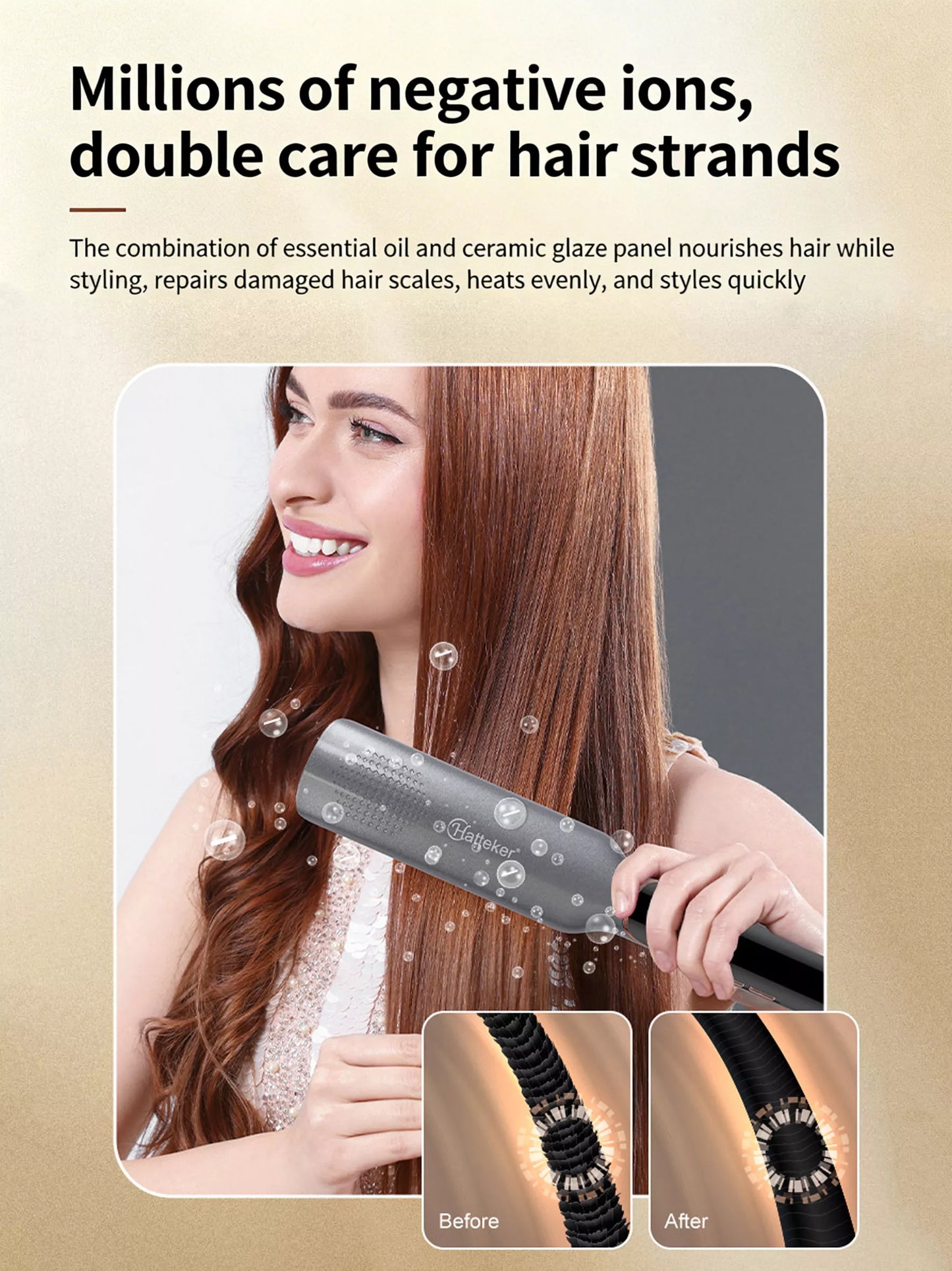 Gold Trendsi curling and straightening hair iron with adjustable temperature control for versatile styling.