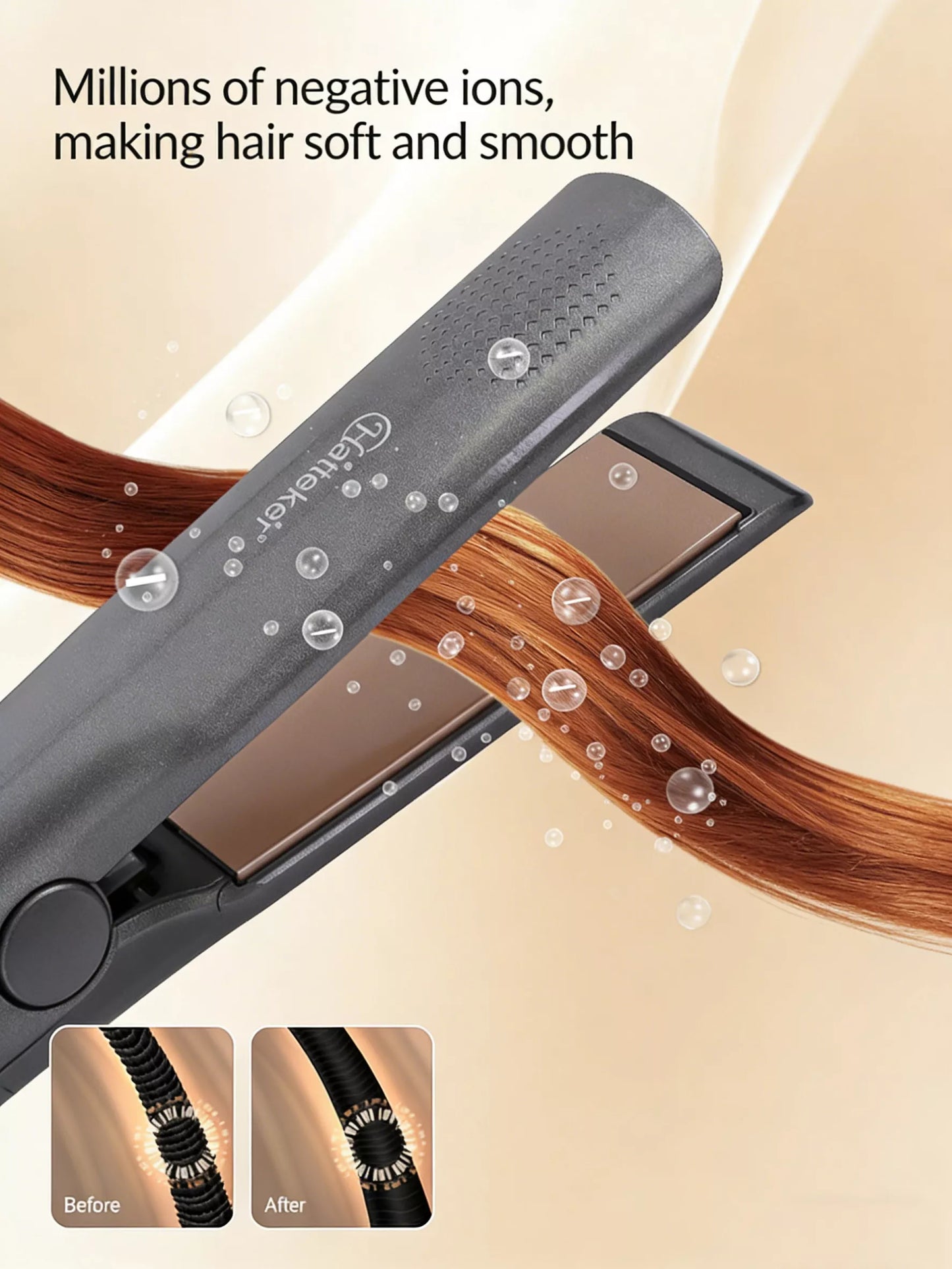 Gold Trendsi curling and straightening hair iron with adjustable temperature control for versatile styling.