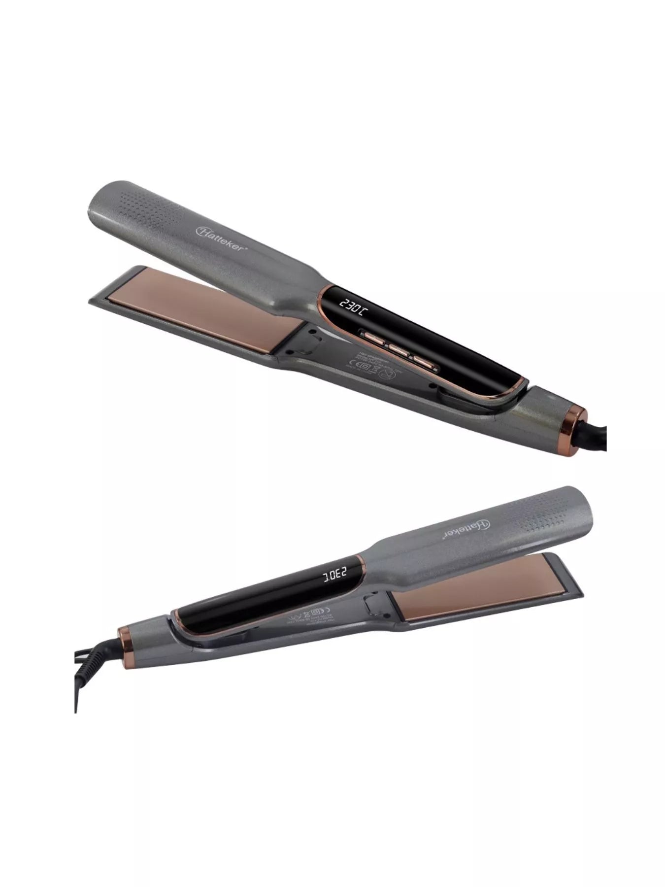 Gold Trendsi curling and straightening hair iron with adjustable temperature control, showing the sleek tool with a digital display.