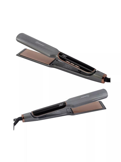 Gold Trendsi curling and straightening hair iron with adjustable temperature control, showing the sleek tool with a digital display.